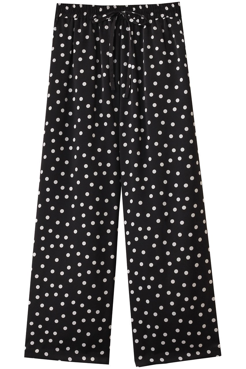 【ハウス オブ ロータス/HOUSE OF LOTUS】のドットサテンパンツ インテリア・キッズ・メンズ・レディースファッション・服の通販 founy(ファニー) 　ファッション　Fashion　レディースファッション　Fashion for Women　パンツ　Pants & Trousers　サテン　Satin, Glossy Fabric　シンプル　Simple, Minimal　ストレート　Straight, Straight Cut　ドット　Polka Dot, Dot Pattern　ドレープ　Drape, Draping Fabric　ドローストリング　Drawstring, Pull Cord　ワイド　Wide, Wide Fit　エレガント 上品　Elegant　ブラック|ID: prp329100004450758 ipo3291000000032902328