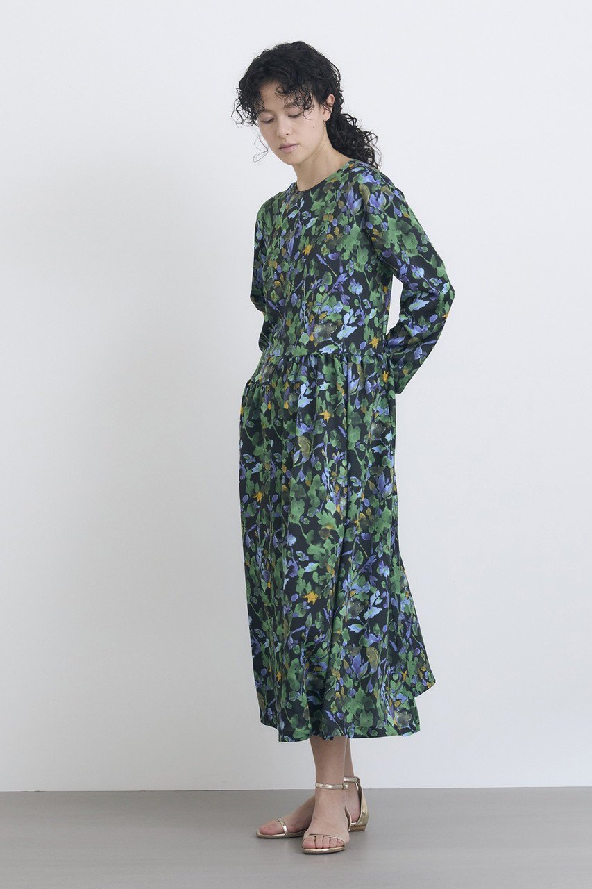 【ハウス オブ ロータス/HOUSE OF LOTUS】のボタニカルハンマーサテンワンピース 人気、トレンドファッション・服の通販 founy(ファニー) 　ファッション　Fashion　レディースファッション　WOMEN　ワンピース　Dress　チュニック　Tunic　アシンメトリー　Asymmetry　エレガント 上品　Elegant　サテン　Satin　チュニック　Tunic　フレア　Flare　ロング　Long　other-7|ID: prp329100004450759 ipo3291000000031617080