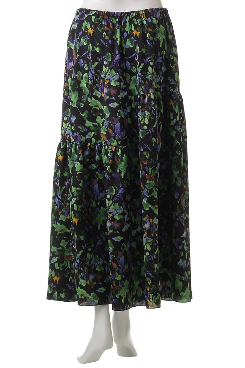 【ハウス オブ ロータス/HOUSE OF LOTUS】のボタニカルハンマーサテンスカート 人気、トレンドファッション・服の通販 founy(ファニー) 　ファッション　Fashion　レディースファッション　Ladies' Fashion Online　スカート　Skirt　ロングスカート　Long Skirt　ティアードスカート　Tiered Skirt　フレア　Flare　ボタニカル　Botanical　ロング　Long　エレガント 上品　Elegant　再入荷　Restock/Back In Stock/Re Arrival　other-4|ID: prp329100004450760 ipo3291000000031253779