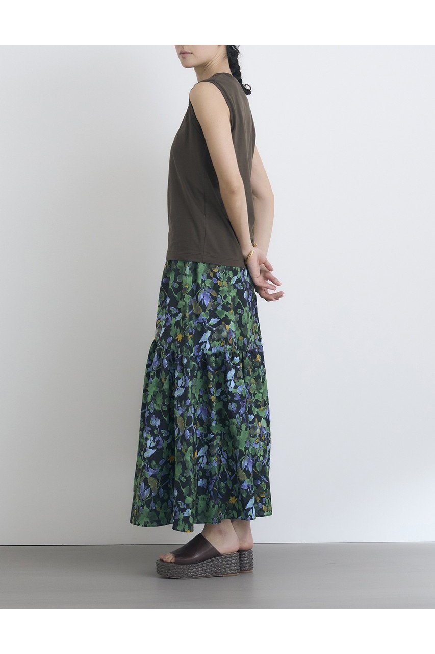 【ハウス オブ ロータス/HOUSE OF LOTUS】のボタニカルハンマーサテンスカート 人気、トレンドファッション・服の通販 founy(ファニー) 　ファッション　Fashion　レディースファッション　Ladies' Fashion Online　スカート　Skirt　ロングスカート　Long Skirt　ティアードスカート　Tiered Skirt　フレア　Flare　ボタニカル　Botanical　ロング　Long　エレガント 上品　Elegant　再入荷　Restock/Back In Stock/Re Arrival　other-7|ID: prp329100004450760 ipo3291000000031617083