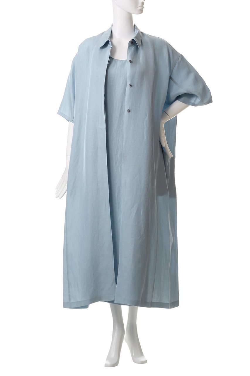 【ハウス オブ ロータス/HOUSE OF LOTUS】のレイヤードライクシャツワンピース 人気、トレンドファッション・服の通販 founy(ファニー) 　ファッション　Fashion　レディースファッション　WOMEN　ワンピース　Dress　シャツワンピース　Shirt Dresses　チュニック　Tunic　なめらか　Smooth　チュニック　Tunic　フロント　Front　ボックス　Box　リネン　Linen　ロング　Long　エレガント 上品　Elegant　other-7|ID: prp329100004450762 ipo3291000000031325179