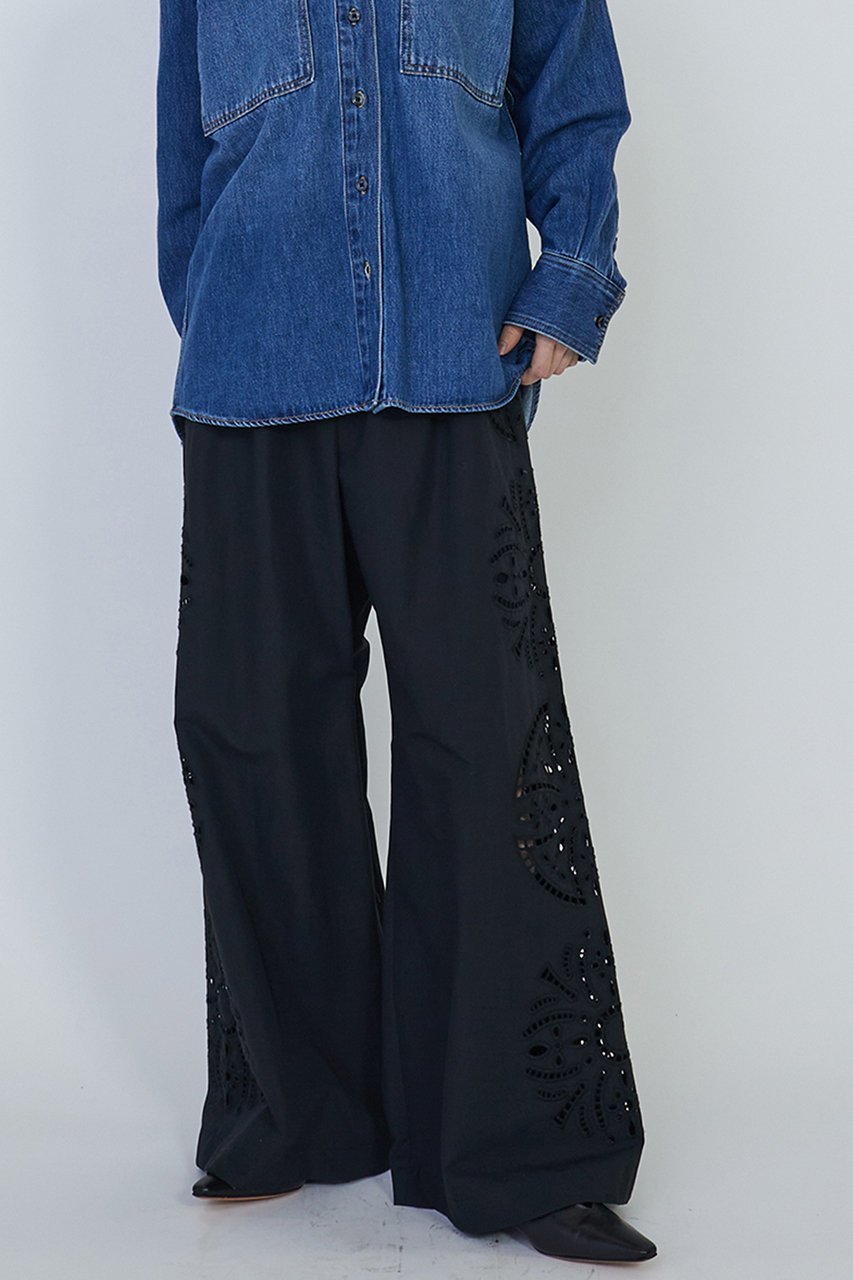 【プルミエ アロンディスモン/1er Arrondissement】のエンブロイダリーワイドパンツ 人気、トレンドファッション・服の通販 founy(ファニー) 　ファッション　Fashion　レディースファッション　WOMEN　パンツ　Pants　ジャケット　Jacket　リラックス　Relax　ワイド　Wide　再入荷　Restock/Back In Stock/Re Arrival　other-6|ID: prp329100004450767 ipo3291000000031552174