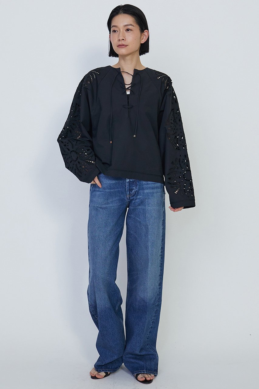 【プルミエ アロンディスモン/1er Arrondissement】のエンブロイダリーブラウス 人気、トレンドファッション・服の通販 founy(ファニー) 　ファッション　Fashion　レディースファッション　WOMEN　トップス・カットソー　Tops/Tshirt　シャツ/ブラウス　Shirts/Blouses　スリーブ　Sleeve　フェミニン　Feminine　フロント　Front　レース　Race　ロング　Long　エレガント 上品　Elegant　再入荷　Restock/Back In Stock/Re Arrival　other-8|ID: prp329100004450768 ipo3291000000031552179