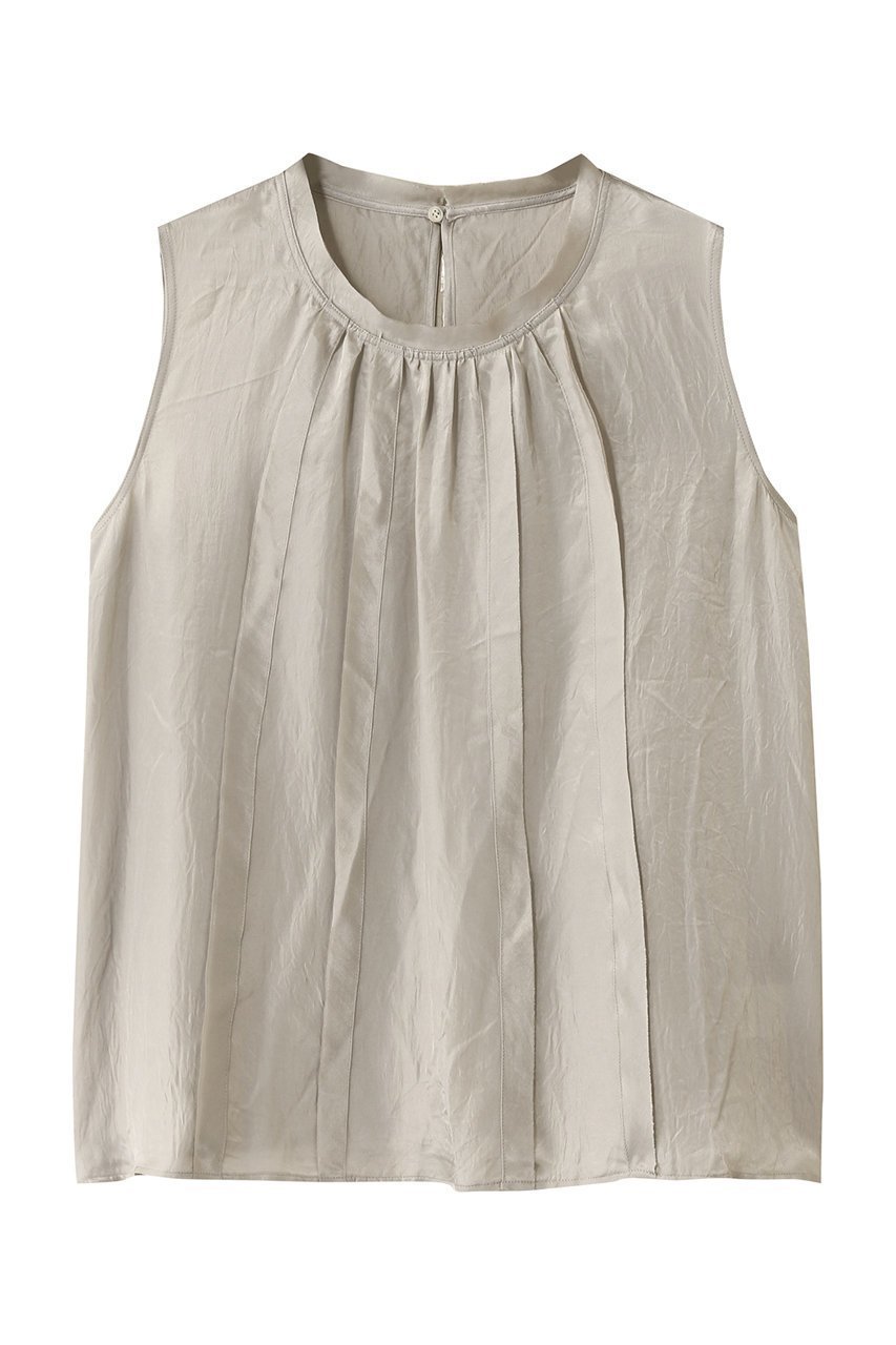 【エリオポール/heliopole】のクレープシアースリーブレスブラウス インテリア・キッズ・メンズ・レディースファッション・服の通販 founy(ファニー) 　ファッション　Fashion　レディースファッション　Fashion for Women　トップス・カットソー　Cut & Sew Tops　キャミソール&ノースリーブ　Camisoles & Sleeveless Tops　シャツ・ブラウス・オフィスカジュアル　Elegant Blouses & Button-Ups　ギャザー　Gathered, Ruffled　スリット　Slit, Slit Detail　ノースリーブ　Sleeveless, No-Sleeve　エレガント 上品　Elegant　夏　Summer　ライトグレー|ID: prp329100004450779 ipo3291000000035062721
