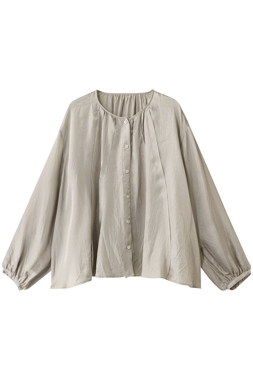 【エリオポール/heliopole】のクレープシアーギャザーブラウス インテリア・キッズ・メンズ・レディースファッション・服の通販 founy(ファニー) 　ファッション　Fashion　レディースファッション　Fashion for Women　トップス・カットソー　Cut & Sew Tops　シャツ・ブラウス・オフィスカジュアル　Elegant Blouses & Button-Ups　エアリー　Airy Texture　ギャザー　Gathered, Ruffled　シアー　Sheer, See-Through　スリーブ　Sleeve, Long Sleeve / Short Sleeve　トレンド　Trend, Trending Now　ロング　Long, Long-Length　エレガント 上品　Elegant　夏　Summer　春　Spring　S/S・春夏　SS, Spring/Summer, Warm Season　ライトグレー|ID: prp329100004450780 ipo3291000000035063968