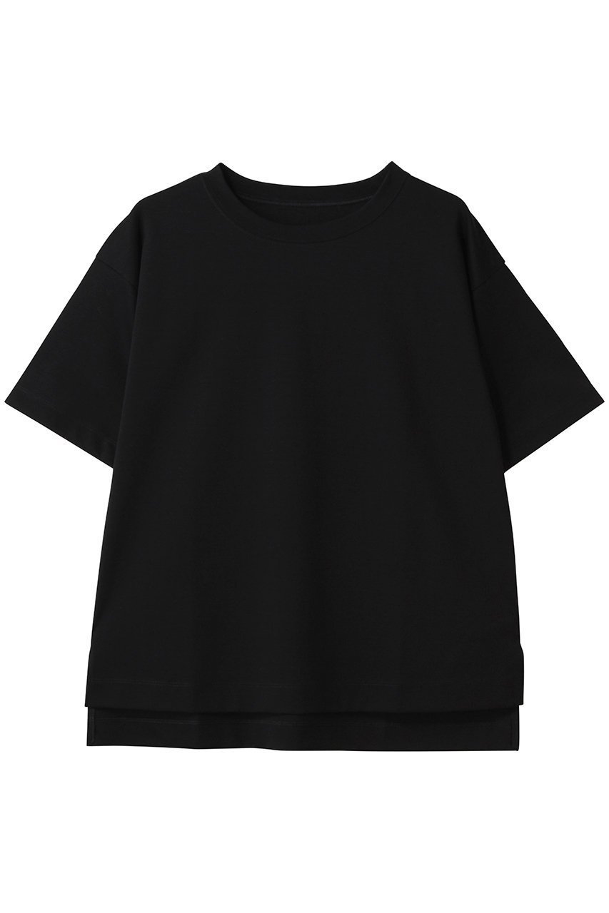 【ウィムガゼット/Whim Gazette】のスーピマコットンTシャツ インテリア・キッズ・メンズ・レディースファッション・服の通販 founy(ファニー) 　ファッション　Fashion　レディースファッション　Fashion for Women　トップス・カットソー　Cut & Sew Tops　シャツ・ブラウス・オフィスカジュアル　Elegant Blouses & Button-Ups　ロングTシャツ・Tシャツ　Longline T-Shirts & Tees　カットソー・ベーシックTシャツ　Cut-and-Sewn Tops / Stretch Tees & Basics　なめらか　Smooth, Silky Texture　ショート　Short, Short Length　シンプル　Simple, Minimal　スリット　Slit, Slit Detail　スリーブ　Sleeve, Long Sleeve / Short Sleeve　デニム　Denim, Jeans Material　エレガント 上品　Elegant　ブラック|ID: prp329100004450783 ipo3291000000032862310