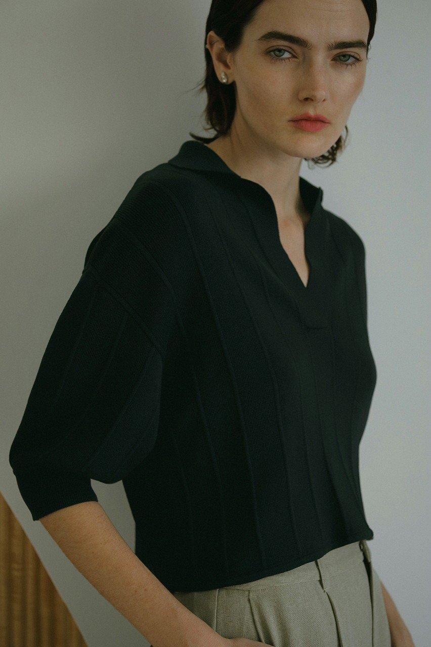 【マノフ/MANOF】のTUCK KNIT SHORT TOPS/ニット 人気、トレンドファッション・服の通販 founy(ファニー) 　ファッション　Fashion　レディースファッション　WOMEN　トップス・カットソー　Tops/Tshirt　ニット　Knit Tops　プルオーバー　Pullover　コンパクト　Compact　サマー　Summer　ショート　Short　スキッパー　Skipper　スリーブ　Sleeve　フェミニン　Feminine　other-7|ID: prp329100004451748 ipo3291000000031324960