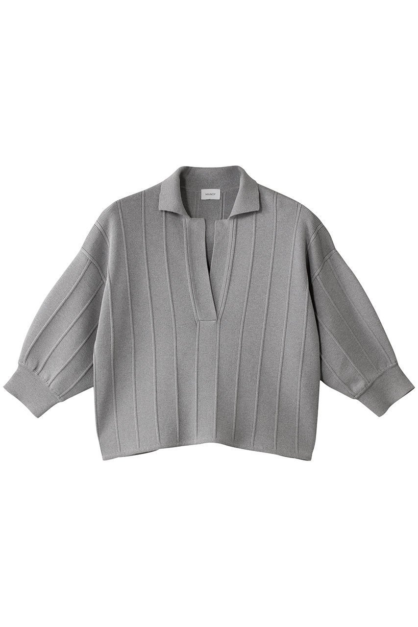 【マノフ/MANOF】のTUCK KNIT SHORT TOPS/ニット 人気、トレンドファッション・服の通販 founy(ファニー) 　ファッション　Fashion　レディースファッション　Fashion for Women　トップス・カットソー　Cut & Sew Tops　ニット　Knit Tops & Sweaters　カジュアルプルオーバー・ニットトップス　Pullovers & Knit Tops / Casual Pullovers　コンパクト　Compact, Small Size　サマー　Summer, Summer Style　ショート　Short, Short Length　スキッパー　Skipper, Open Collar　スリーブ　Sleeve, Long Sleeve / Short Sleeve　フェミニン　Feminine, Girly　 other-1|ID: prp329100004451748 ipo3291000000032933005