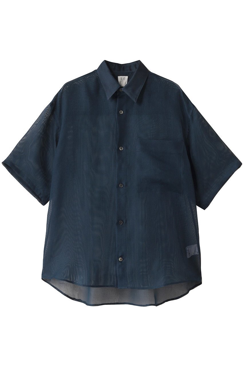 【セヤ/SEYA】のETERNAL SUMMER ハーフスリーブ シアーシャツ インテリア・キッズ・メンズ・レディースファッション・服の通販 founy(ファニー) 　ファッション　Fashion　レディースファッション　WOMEN　トップス・カットソー　Tops/Tshirt　シャツ/ブラウス　Shirts/Blouses　キャミソール　Camisole　シアー　Sheer　ショート　Short　シルク　Silk　スリーブ　Sleeve　タンク　Tank　ハンド　Hand　ハーフ　Half　ボトム　Bottom　ポケット　Pocket　夏　Summer　定番　Standard　インディゴ|ID: prp329100004451816 ipo3291000000031616778