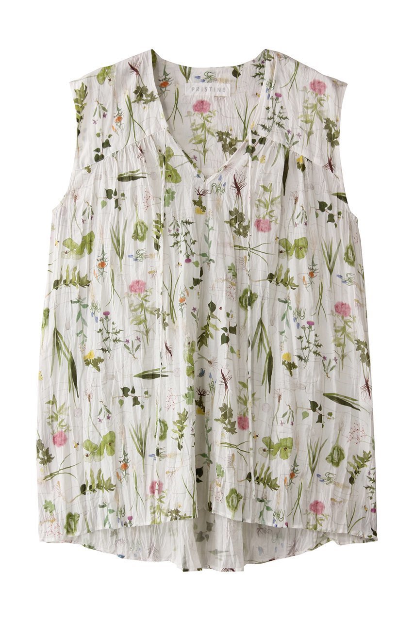 【プリスティン/PRISTINE】のRoots PT ノースリーブブラウス インテリア・キッズ・メンズ・レディースファッション・服の通販 founy(ファニー) 　ファッション　Fashion　レディースファッション　Fashion for Women　トップス・カットソー　Cut & Sew Tops　キャミソール&ノースリーブ　Camisoles & Sleeveless Tops　シャツ・ブラウス・オフィスカジュアル　Elegant Blouses & Button-Ups　ギャザー　Gathered, Ruffled　デニム　Denim, Jeans Material　ノースリーブ　Sleeveless, No-Sleeve　リラックス　Relax, Relaxed Fit　ワイド　Wide, Wide Fit　夏　Summer　ホワイト|ID: prp329100004451832 ipo3291000000036070978