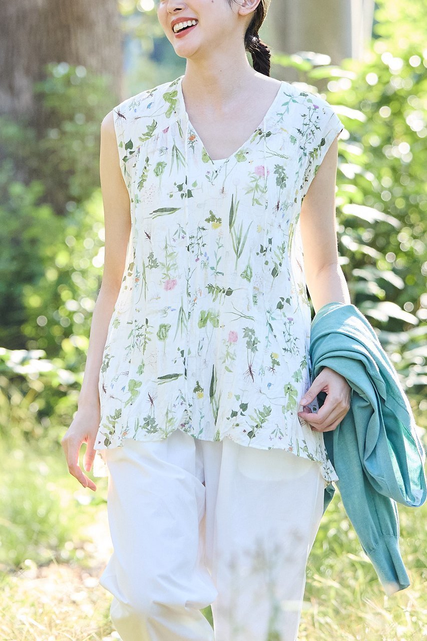 【プリスティン/PRISTINE】のRoots PT ノースリーブブラウス 人気、トレンドファッション・服の通販 founy(ファニー) 　ファッション　Fashion　レディースファッション　Fashion for Women　トップス・カットソー　Cut & Sew Tops　キャミソール&ノースリーブ　Camisoles & Sleeveless Tops　シャツ・ブラウス・オフィスカジュアル　Elegant Blouses & Button-Ups　ギャザー　Gathered, Ruffled　デニム　Denim, Jeans Material　ノースリーブ　Sleeveless, No-Sleeve　リラックス　Relax, Relaxed Fit　ワイド　Wide, Wide Fit　夏　Summer　other-7|ID: prp329100004451832 ipo3291000000036070989