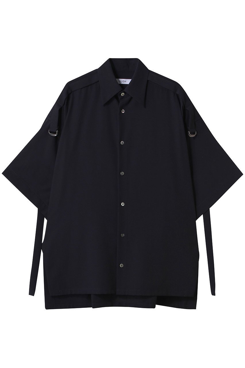 【ウジョー/Ujoh】のスリーブベルト シャツ インテリア・キッズ・メンズ・レディースファッション・服の通販 founy(ファニー) 　ファッション　Fashion　レディースファッション　Fashion for Women　トップス・カットソー　Cut & Sew Tops　シャツ・ブラウス・オフィスカジュアル　Elegant Blouses & Button-Ups　ベルト&ウエストマーク　Belts & Waist Accessories　シアー　Sheer, See-Through　ショート　Short, Short Length　スリット　Slit, Slit Detail　スリーブ　Sleeve, Long Sleeve / Short Sleeve　トレンド　Trend, Trending Now　ドレープ　Drape, Draping Fabric　バランス　Balance, Style Balance　ネイビー|ID: prp329100004452740 ipo3291000000032845482