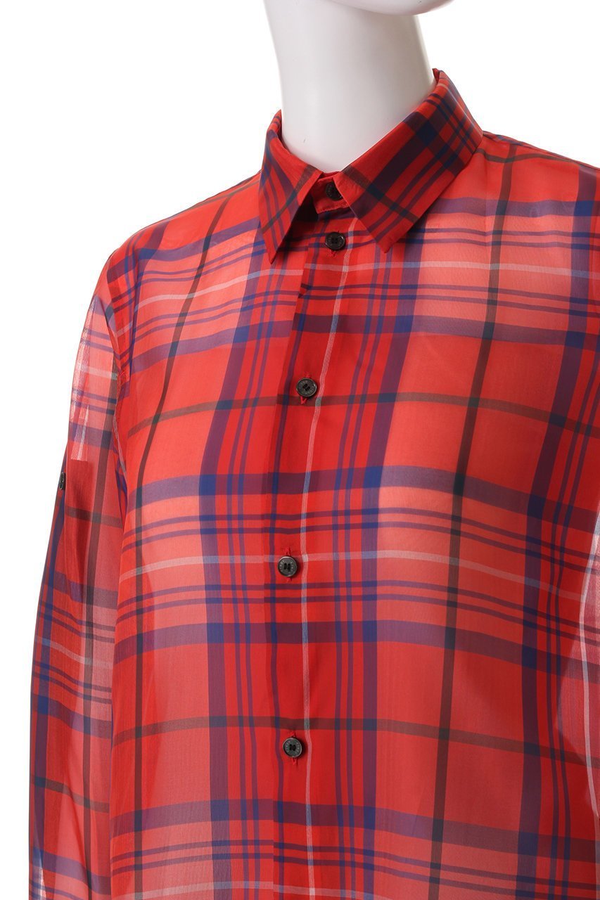 【チノ/CINOH】のチェックオーガンディーロングスリーブシャツ 人気、トレンドファッション・服の通販 founy(ファニー) 　ファッション　Fashion　レディースファッション　WOMEN　トップス・カットソー　Tops/Tshirt　シャツ/ブラウス　Shirts/Blouses　オーガンジー　Organdy　キュプラ　Cupra　シルク　Silk　スリーブ　Sleeve　チェック　Check　ロング　Long　エレガント 上品　Elegant　夏　Summer　other-5|ID: prp329100004452745 ipo3291000000031324604