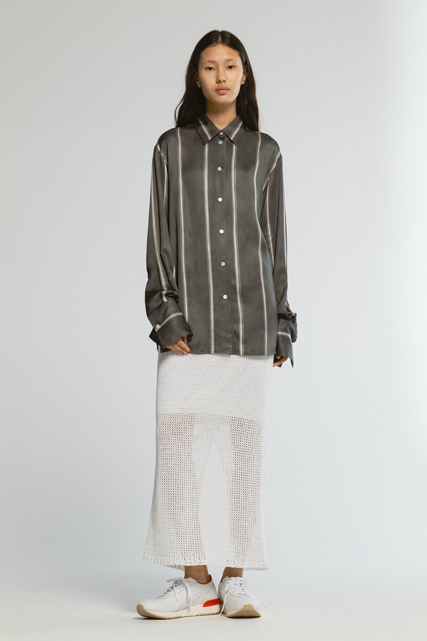 【チノ/CINOH】のストライプリラックスシャツ 人気、トレンドファッション・服の通販 founy(ファニー) 　ファッション　Fashion　レディースファッション　WOMEN　トップス・カットソー　Tops/Tshirt　シャツ/ブラウス　Shirts/Blouses　なめらか　Smooth　イタリア　Italy　ストライプ　Stripe　スラックス　Slacks　スリーブ　Sleeve　センター　Center　ドレープ　Drape　プリント　Print　ロング　Long　other-6|ID: prp329100004452747 ipo3291000000031324613