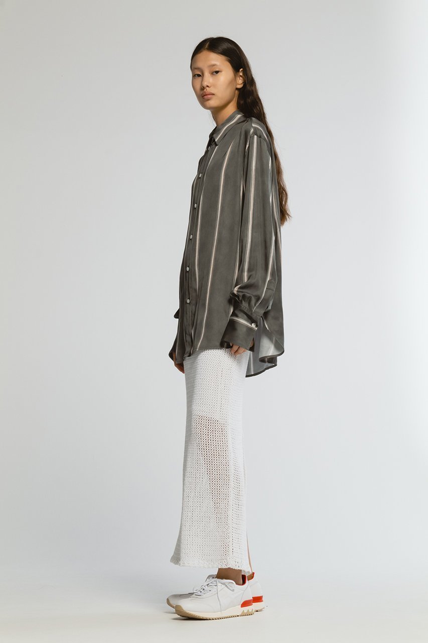 【チノ/CINOH】のストライプリラックスシャツ 人気、トレンドファッション・服の通販 founy(ファニー) 　ファッション　Fashion　レディースファッション　WOMEN　トップス・カットソー　Tops/Tshirt　シャツ/ブラウス　Shirts/Blouses　なめらか　Smooth　イタリア　Italy　ストライプ　Stripe　スラックス　Slacks　スリーブ　Sleeve　センター　Center　ドレープ　Drape　プリント　Print　ロング　Long　other-7|ID: prp329100004452747 ipo3291000000031324614