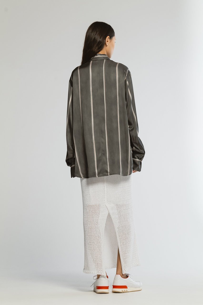 【チノ/CINOH】のストライプリラックスシャツ 人気、トレンドファッション・服の通販 founy(ファニー) 　ファッション　Fashion　レディースファッション　WOMEN　トップス・カットソー　Tops/Tshirt　シャツ/ブラウス　Shirts/Blouses　なめらか　Smooth　イタリア　Italy　ストライプ　Stripe　スラックス　Slacks　スリーブ　Sleeve　センター　Center　ドレープ　Drape　プリント　Print　ロング　Long　other-8|ID: prp329100004452747 ipo3291000000031324615
