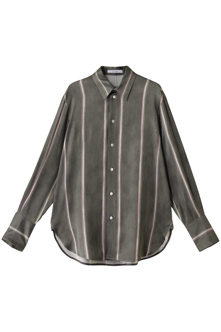 【チノ/CINOH】のストライプリラックスシャツ 人気、トレンドファッション・服の通販 founy(ファニー) 　ファッション　Fashion　レディースファッション　Fashion for Women　トップス・カットソー　Cut & Sew Tops　シャツ・ブラウス・オフィスカジュアル　Elegant Blouses & Button-Ups　なめらか　Smooth, Silky Texture　イタリア　Italy　ストライプ　Stripe, Striped Pattern　スラックス　Slacks, Dress Pants　スリーブ　Sleeve, Long Sleeve / Short Sleeve　センター　Center, Center Line　ドレープ　Drape, Draping Fabric　プリント　Print, Printed Pattern　ロング　Long, Long-Length　 other-1|ID: prp329100004452747 ipo3291000000032845616