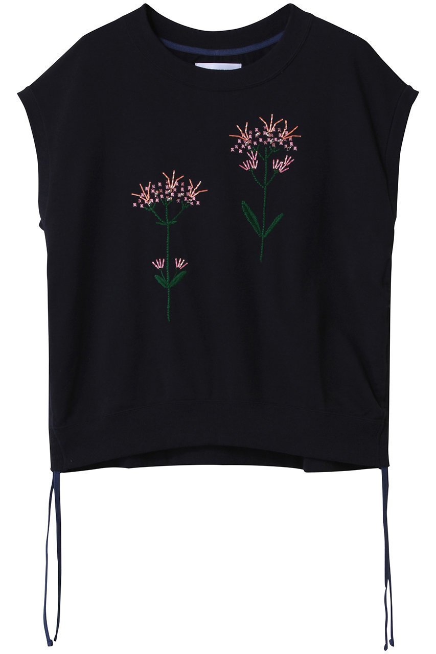 【ミュベール/MUVEIL】のフラワー刺しゅう裏毛Tシャツ インテリア・キッズ・メンズ・レディースファッション・服の通販 founy(ファニー) 　ファッション　Fashion　レディースファッション　Fashion for Women　トップス・カットソー　Cut & Sew Tops　シャツ・ブラウス・オフィスカジュアル　Elegant Blouses & Button-Ups　ロングTシャツ・Tシャツ　Longline T-Shirts & Tees　カットソー・ベーシックTシャツ　Cut-and-Sewn Tops / Stretch Tees & Basics　コレクション　Collection, Seasonal Line　ショート　Short, Short Length　スリーブ　Sleeve, Long Sleeve / Short Sleeve　フラワー　Flower, Floral　モチーフ　Motif, Design Theme　夏　Summer　春　Spring　S/S・春夏　SS, Spring/Summer, Warm Season　ネイビー|ID: prp329100004452752 ipo3291000000032852620