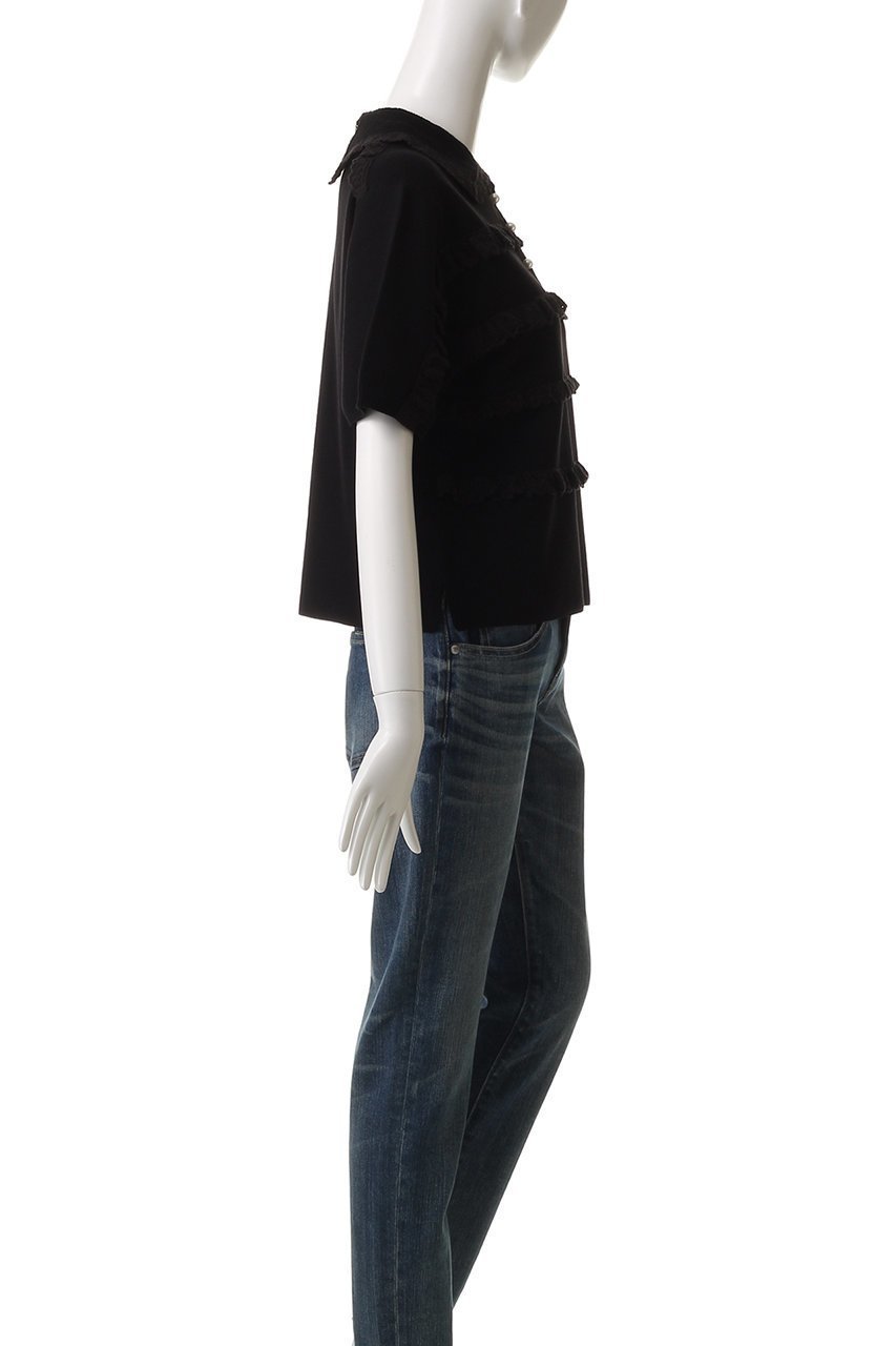 【ミュベール/MUVEIL】のレースボーダーポロニット 人気、トレンドファッション・服の通販 founy(ファニー) 　ファッション　Fashion　レディースファッション　WOMEN　トップス・カットソー　Tops/Tshirt　ニット　Knit Tops　プルオーバー　Pullover　スカラップ　Scalloped　スリーブ　Sleeve　ハーフ　Half　フェミニン　Feminine　ボーダー　Border　レース　Race　other-3|ID: prp329100004452753 ipo3291000000031251957