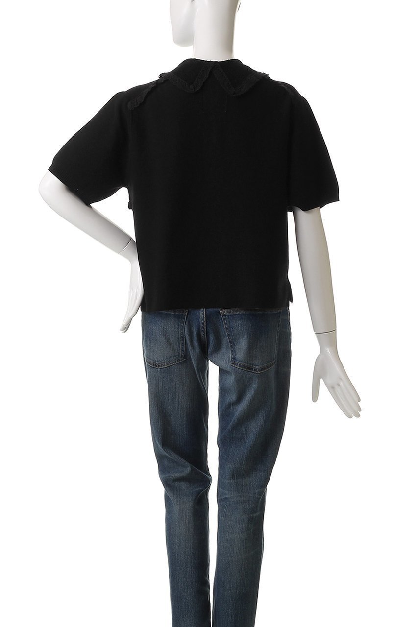 【ミュベール/MUVEIL】のレースボーダーポロニット 人気、トレンドファッション・服の通販 founy(ファニー) 　ファッション　Fashion　レディースファッション　WOMEN　トップス・カットソー　Tops/Tshirt　ニット　Knit Tops　プルオーバー　Pullover　スカラップ　Scalloped　スリーブ　Sleeve　ハーフ　Half　フェミニン　Feminine　ボーダー　Border　レース　Race　other-4|ID: prp329100004452753 ipo3291000000031251959