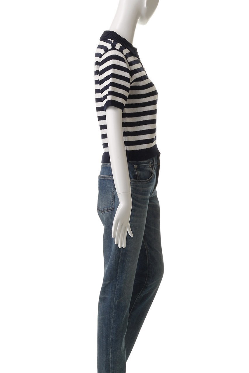 【デミーリー/DEMYLEE】のLUKA STRIPE マーセライズドコットン ニットポロ 人気、トレンドファッション・服の通販 founy(ファニー) 　ファッション　Fashion　レディースファッション　Fashion for Women　トップス・カットソー　Cut & Sew Tops　ニット　Knit Tops & Sweaters　カジュアルプルオーバー・ニットトップス　Pullovers & Knit Tops / Casual Pullovers　ストライプ　Stripe, Striped Pattern　デニム　Denim, Jeans Material　バランス　Balance, Style Balance　エレガント 上品　Elegant　other-3|ID: prp329100004452761 ipo3291000000032933471