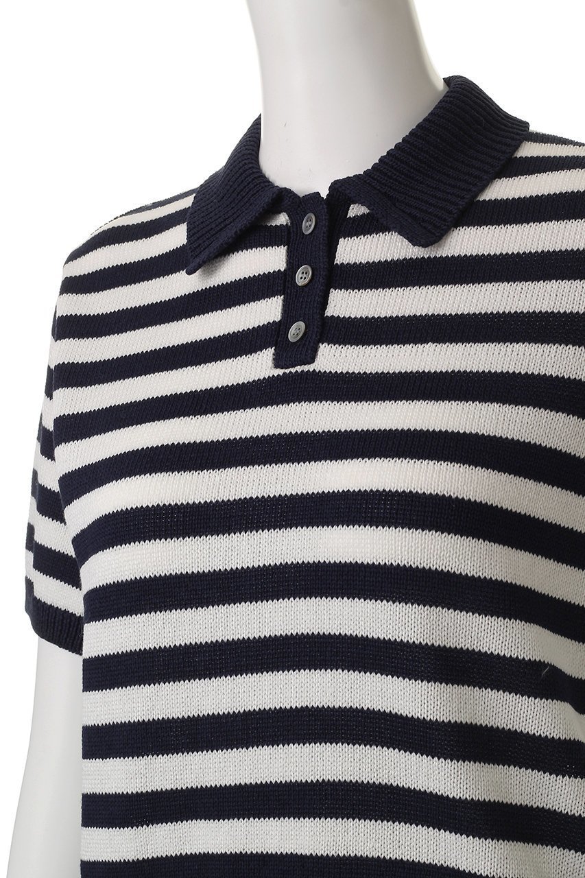 【デミーリー/DEMYLEE】のLUKA STRIPE マーセライズドコットン ニットポロ 人気、トレンドファッション・服の通販 founy(ファニー) 　ファッション　Fashion　レディースファッション　Fashion for Women　トップス・カットソー　Cut & Sew Tops　ニット　Knit Tops & Sweaters　カジュアルプルオーバー・ニットトップス　Pullovers & Knit Tops / Casual Pullovers　ストライプ　Stripe, Striped Pattern　デニム　Denim, Jeans Material　バランス　Balance, Style Balance　エレガント 上品　Elegant　other-5|ID: prp329100004452761 ipo3291000000032933486
