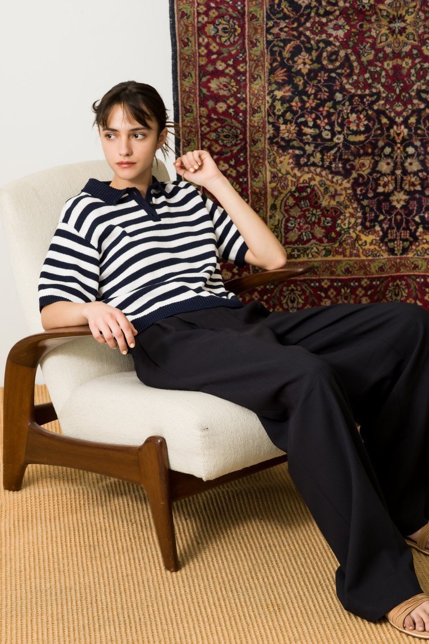 【デミーリー/DEMYLEE】のLUKA STRIPE マーセライズドコットン ニットポロ 人気、トレンドファッション・服の通販 founy(ファニー) 　ファッション　Fashion　レディースファッション　Fashion for Women　トップス・カットソー　Cut & Sew Tops　ニット　Knit Tops & Sweaters　カジュアルプルオーバー・ニットトップス　Pullovers & Knit Tops / Casual Pullovers　ストライプ　Stripe, Striped Pattern　デニム　Denim, Jeans Material　バランス　Balance, Style Balance　エレガント 上品　Elegant　other-6|ID: prp329100004452761 ipo3291000000032933493