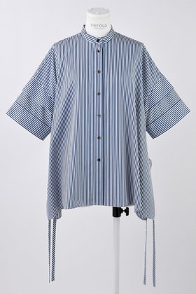 【エンフォルド/ENFOLD】のコットンストライプ レイヤードスリーブ SH/シャツ 人気、トレンドファッション・服の通販 founy(ファニー) ファッション Fashion レディースファッション Fashion for Women トップス・カットソー Cut & Sew Tops シャツ・ブラウス・オフィスカジュアル Elegant Blouses & Button-Ups カッティング Cutting Detail ショート Short, Short Length シンプル Simple, Minimal スクエア Square, Square Shape ストライプ Stripe, Striped Pattern スリーブ Sleeve, Long Sleeve / Short Sleeve ドレープ Drape, Draping Fabric ベスト Vest, Waistcoat |ID:prp329100004452766