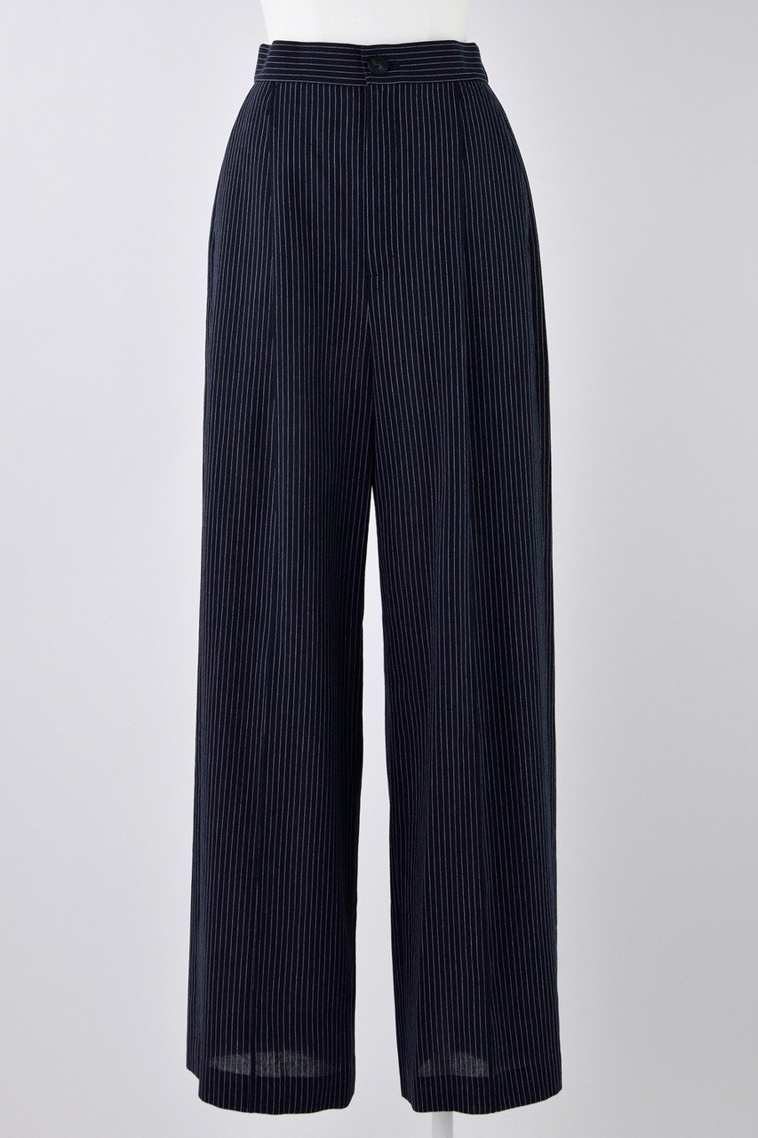 【エンフォルド/ENFOLD】のC/Liストライプ メンズライク スラックス インテリア・キッズ・メンズ・レディースファッション・服の通販 founy(ファニー) 　ファッション　Fashion　レディースファッション　Fashion for Women　パンツ　Pants & Trousers　ストライプ　Stripe, Striped Pattern　スラックス　Slacks, Dress Pants　センター　Center, Center Line　リネン　Linen, Linen Fabric　リラックス　Relax, Relaxed Fit　ネイビー|ID: prp329100004452773 ipo3291000000035768119