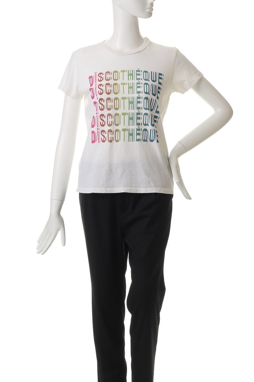 【マザー/MOTHER】のDISCOTHEQUE プリントTシャツ(DCQ) 人気、トレンドファッション・服の通販 founy(ファニー) 　ファッション　Fashion　レディースファッション　Fashion for Women　トップス・カットソー　Cut & Sew Tops　シャツ・ブラウス・オフィスカジュアル　Elegant Blouses & Button-Ups　ロングTシャツ・Tシャツ　Longline T-Shirts & Tees　カットソー・ベーシックTシャツ　Cut-and-Sewn Tops / Stretch Tees & Basics　グラデーション　Gradient, Ombre　ショート　Short, Short Length　スリム　Slim, Slim Fit　スリーブ　Sleeve, Long Sleeve / Short Sleeve　プリント　Print, Printed Pattern　定番　Standard, Basic Item　無地　Plain, Solid Color　other-2|ID: prp329100004452781 ipo3291000000032809423