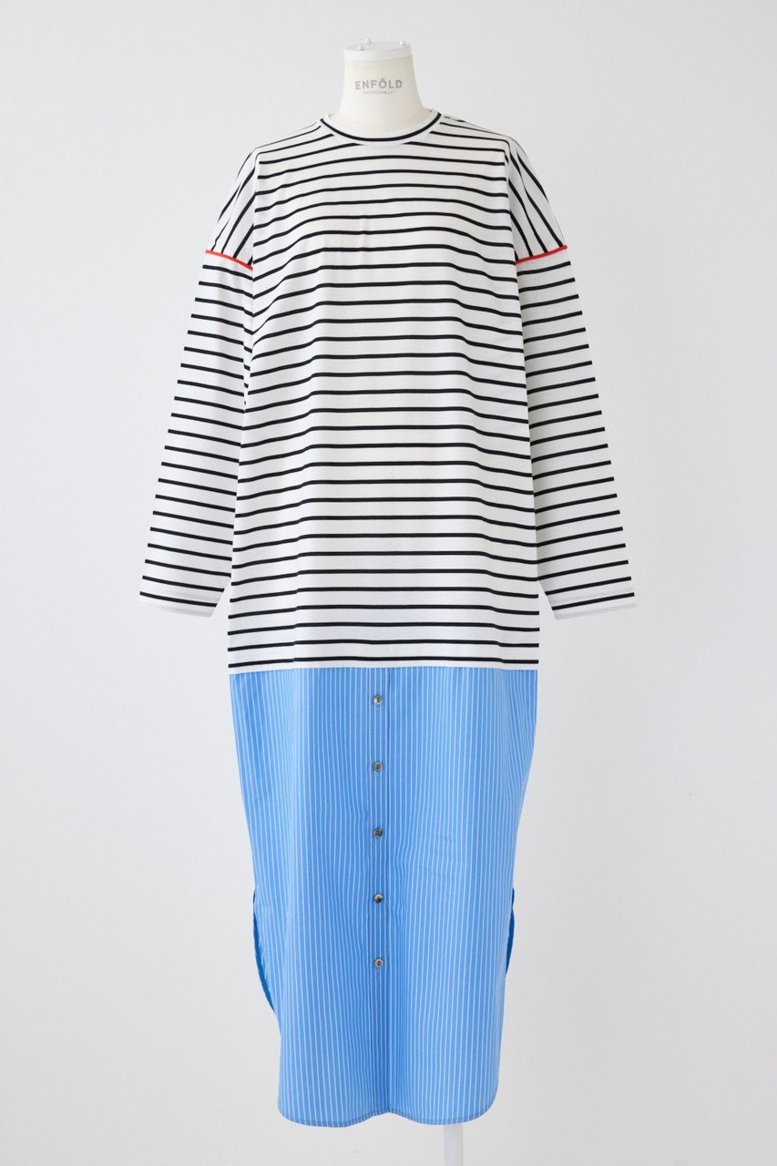 【エンフォルド/ENFOLD】のコンパクトCO天竺 ストライプ DRS/ドレス・ワンピース 人気、トレンドファッション・服の通販 founy(ファニー) 　ファッション　Fashion　レディースファッション　Fashion for Women　ワンピース　Dresses　フォーマル・パーティードレス・結婚式用ドレス　Elegant & Casual Dresses　チュニック　Tunic Tops & Dresses　コンパクト　Compact, Small Size　ストライプ　Stripe, Striped Pattern　チュニック　Tunic, Long Top　ドレス　Dress, One-Piece　パイピング　Piping, Trim Design　ロング　Long, Long-Length　 other-1|ID: prp329100004452792 ipo3291000000035792991