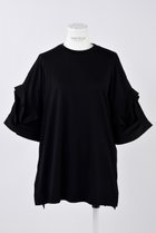 【エンフォルド/ENFOLD】のスビン天竺 フラワースリーブ T/SH Tシャツ ブラック|ID:prp329100004452793