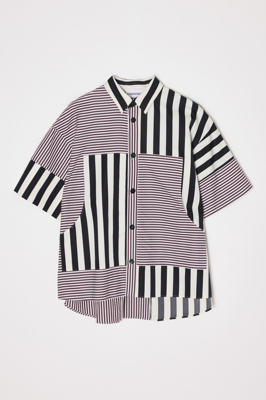 【ナゴンスタンス/nagonstans】のMix Border PKT SH/シャツ 人気、トレンドファッション・服の通販 founy(ファニー) 　ファッション　Fashion　レディースファッション　WOMEN　トップス・カットソー　Tops/Tshirt　シャツ/ブラウス　Shirts/Blouses　クロップド　Cropped　ショート　Short　ストライプ　Stripe　スリーブ　Sleeve　バランス　Balance　ボーダー　Border　ポケット　Pocket　夏　Summer　春　Spring　other-5|ID: prp329100004452796 ipo3291000000031324673