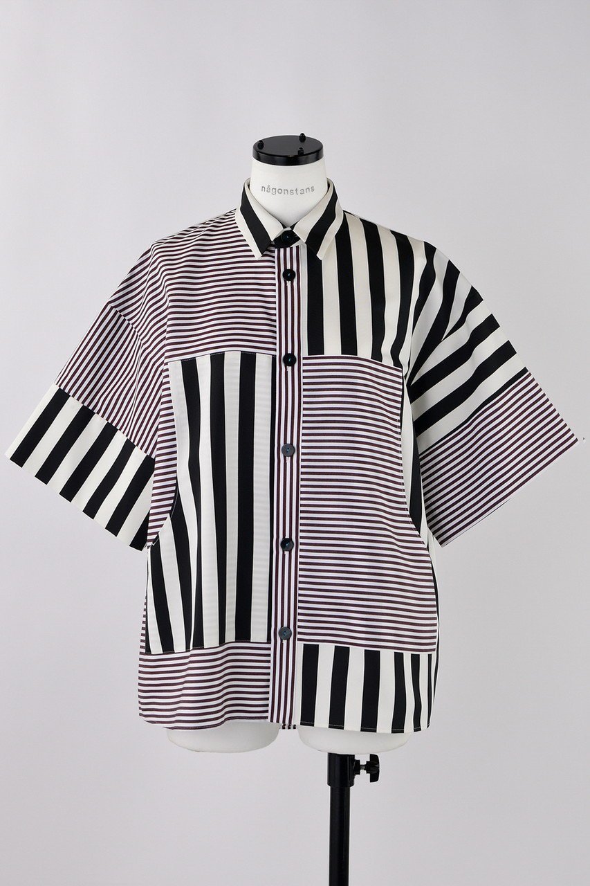 【ナゴンスタンス/nagonstans】のMix Border PKT SH/シャツ 人気、トレンドファッション・服の通販 founy(ファニー) 　ファッション　Fashion　レディースファッション　Fashion for Women　トップス・カットソー　Cut & Sew Tops　シャツ・ブラウス・オフィスカジュアル　Elegant Blouses & Button-Ups　クロップド　Cropped, Short Length　ショート　Short, Short Length　ストライプ　Stripe, Striped Pattern　スリーブ　Sleeve, Long Sleeve / Short Sleeve　バランス　Balance, Style Balance　ボーダー　Border, Stripe　ポケット　Pocket, Pocket Detail　夏　Summer　春　Spring　 other-1|ID: prp329100004452796 ipo3291000000032842810