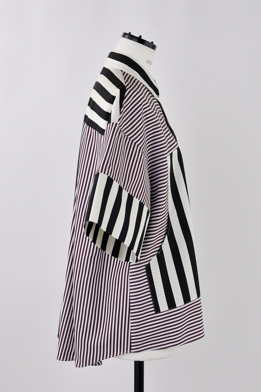 【ナゴンスタンス/nagonstans】のMix Border PKT SH/シャツ 人気、トレンドファッション・服の通販 founy(ファニー) 　ファッション　Fashion　レディースファッション　Fashion for Women　トップス・カットソー　Cut & Sew Tops　シャツ・ブラウス・オフィスカジュアル　Elegant Blouses & Button-Ups　クロップド　Cropped, Short Length　ショート　Short, Short Length　ストライプ　Stripe, Striped Pattern　スリーブ　Sleeve, Long Sleeve / Short Sleeve　バランス　Balance, Style Balance　ボーダー　Border, Stripe　ポケット　Pocket, Pocket Detail　夏　Summer　春　Spring　other-4|ID: prp329100004452796 ipo3291000000035822568