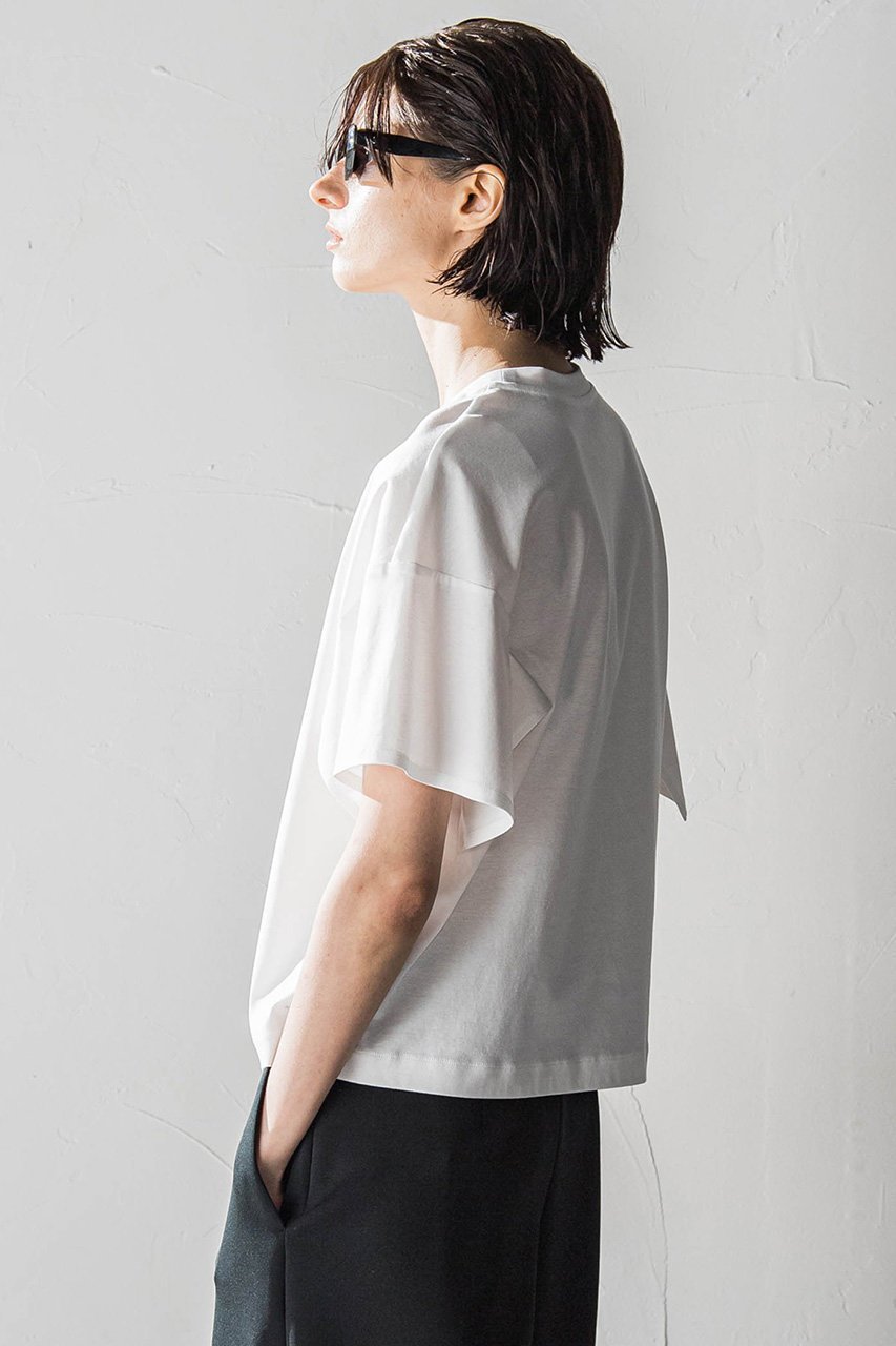 【エッセン ロートレアモン/ESSEN LAUTREAMONT】の80smooth パネルスリーブトップ 人気、トレンドファッション・服の通販 founy(ファニー) 　ファッション　Fashion　レディースファッション　Fashion for Women　トップス・カットソー　Cut & Sew Tops　シャツ・ブラウス・オフィスカジュアル　Elegant Blouses & Button-Ups　ロングTシャツ・Tシャツ　Longline T-Shirts & Tees　カットソー・ベーシックTシャツ　Cut-and-Sewn Tops / Stretch Tees & Basics　ショート　Short, Short Length　シンプル　Simple, Minimal　スリーブ　Sleeve, Long Sleeve / Short Sleeve　バランス　Balance, Style Balance　ボトム　Bottoms, Lower Wear　再入荷　Restock / Back in Stock　洗える　Machine Washable　other-2|ID: prp329100004452799 ipo3291000000032850785
