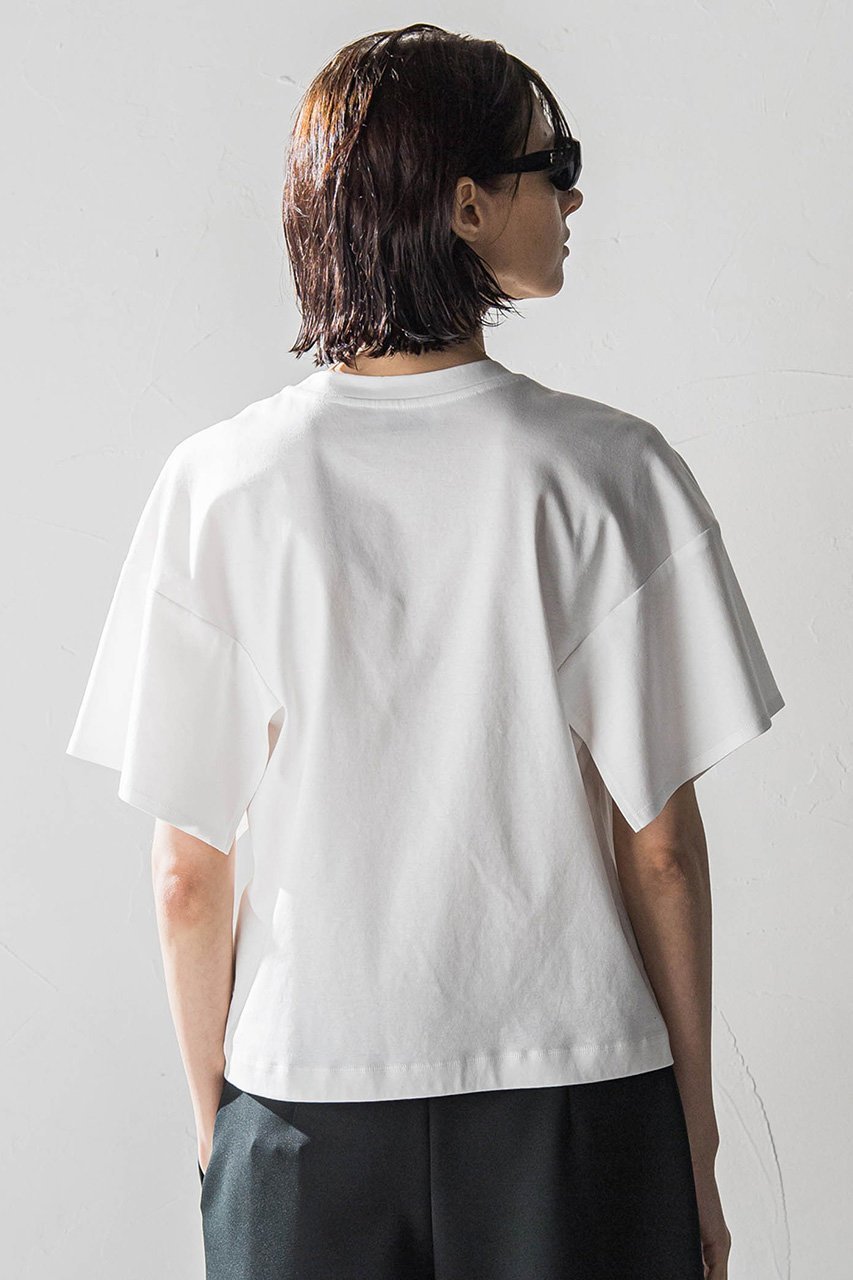 【エッセン ロートレアモン/ESSEN LAUTREAMONT】の80smooth パネルスリーブトップ 人気、トレンドファッション・服の通販 founy(ファニー) 　ファッション　Fashion　レディースファッション　Fashion for Women　トップス・カットソー　Cut & Sew Tops　シャツ・ブラウス・オフィスカジュアル　Elegant Blouses & Button-Ups　ロングTシャツ・Tシャツ　Longline T-Shirts & Tees　カットソー・ベーシックTシャツ　Cut-and-Sewn Tops / Stretch Tees & Basics　ショート　Short, Short Length　シンプル　Simple, Minimal　スリーブ　Sleeve, Long Sleeve / Short Sleeve　バランス　Balance, Style Balance　ボトム　Bottoms, Lower Wear　再入荷　Restock / Back in Stock　洗える　Machine Washable　other-3|ID: prp329100004452799 ipo3291000000032850792