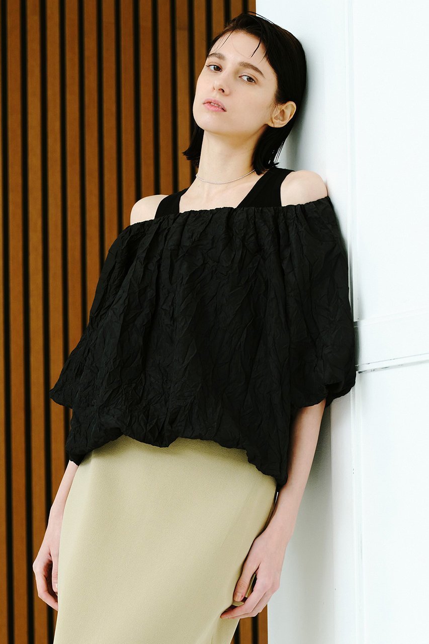 【アルアバイル/allureville】のクリンクルワッシャーオフショルブラウス 人気、トレンドファッション・服の通販 founy(ファニー) 　ファッション　Fashion　レディースファッション　Fashion for Women　トップス・カットソー　Cut & Sew Tops　シャツ・ブラウス・オフィスカジュアル　Elegant Blouses & Button-Ups　ショート　Short, Short Length　スリーブ　Sleeve, Long Sleeve / Short Sleeve　バランス　Balance, Style Balance　バルーン　Balloon, Balloon Silhouette　ボトム　Bottoms, Lower Wear　再入荷　Restock / Back in Stock　夏　Summer　other-7|ID: prp329100004452811 ipo3291000000032705365