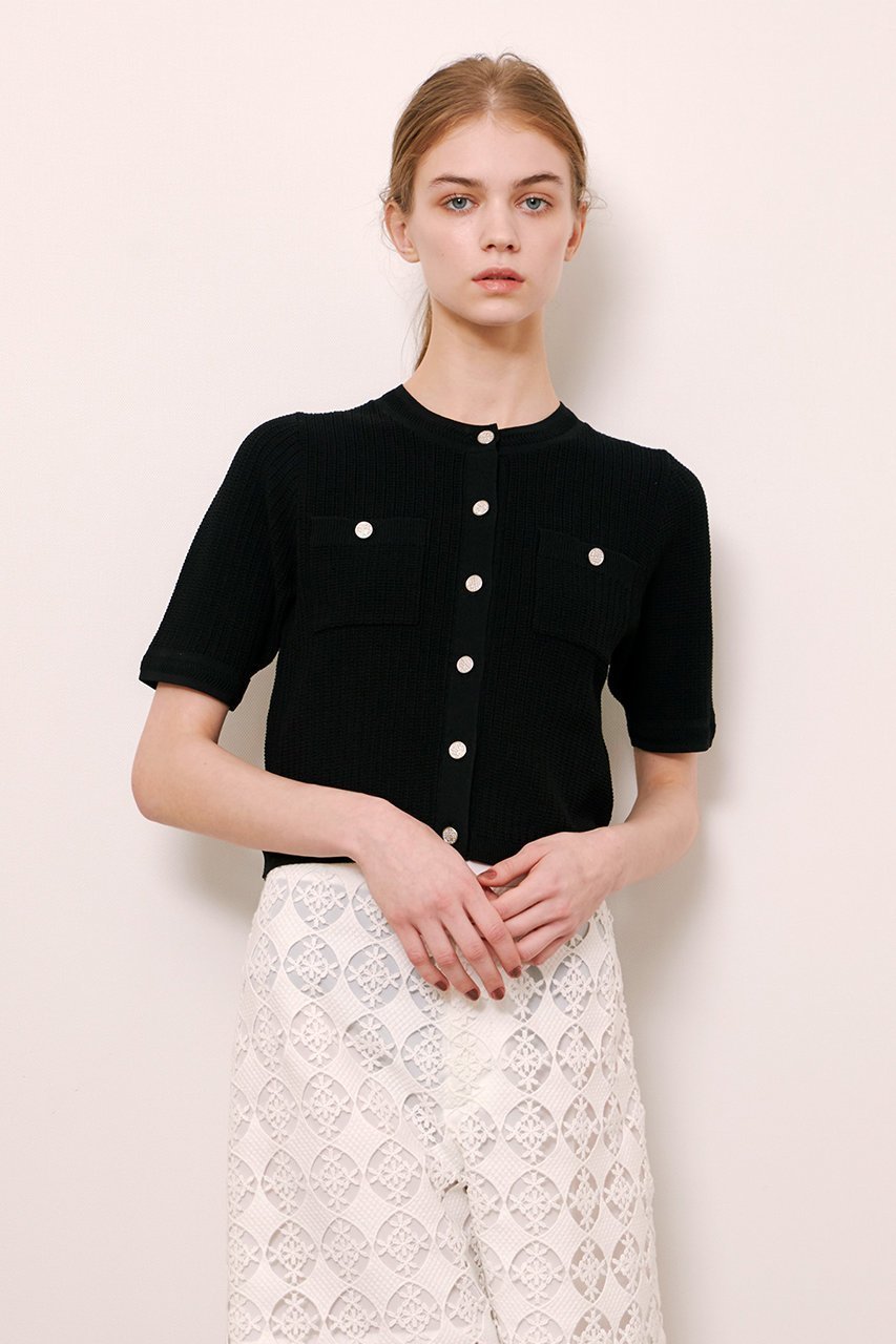 【アルアバイル/allureville】の【Loulou Willoughby】ポケット付き半袖カーディガン 人気、トレンドファッション・服の通販 founy(ファニー) 　ファッション　Fashion　レディースファッション　WOMEN　トップス・カットソー　Tops/Tshirt　ニット　Knit Tops　カーディガン　Cardigans　カーディガン　Cardigan　クラシック　Classic　コンパクト　Compact　ジャケット　Jacket　フィット　Fit　ポケット　Pocket　メタル　Metal　エレガント 上品　Elegant　半袖　Short Sleeve　夏　Summer　春　Spring　S/S・春夏　Ss・Spring/Summer　other-6|ID: prp329100004452814 ipo3291000000031874594