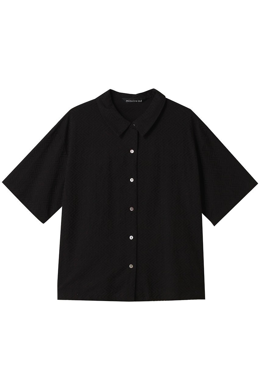 【ミズイロ インド/mizuiro ind】のcut jacquard half slv shirt シャツ インテリア・キッズ・メンズ・レディースファッション・服の通販 founy(ファニー) 　ファッション　Fashion　レディースファッション　Fashion for Women　トップス・カットソー　Cut & Sew Tops　シャツ・ブラウス・オフィスカジュアル　Elegant Blouses & Button-Ups　インド　Indian Textile　シアー　Sheer, See-Through　ショート　Short, Short Length　スリーブ　Sleeve, Long Sleeve / Short Sleeve　フラワー　Flower, Floral　半袖　Short Sleeve, Half Sleeve　blackA|ID: prp329100004452819 ipo3291000000032847367