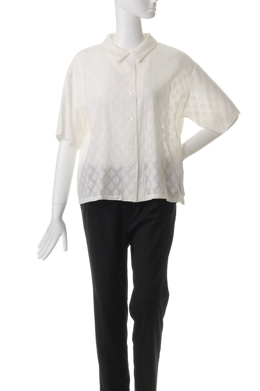 【ミズイロ インド/mizuiro ind】のcut jacquard half slv shirt シャツ 人気、トレンドファッション・服の通販 founy(ファニー) 　ファッション　Fashion　レディースファッション　Fashion for Women　トップス・カットソー　Cut & Sew Tops　シャツ・ブラウス・オフィスカジュアル　Elegant Blouses & Button-Ups　インド　Indian Textile　シアー　Sheer, See-Through　ショート　Short, Short Length　スリーブ　Sleeve, Long Sleeve / Short Sleeve　フラワー　Flower, Floral　半袖　Short Sleeve, Half Sleeve　other-2|ID: prp329100004452819 ipo3291000000032847380