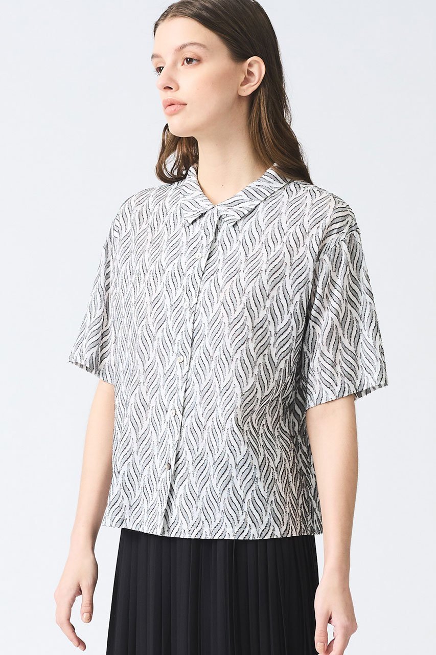 【ミズイロ インド/mizuiro ind】のcut jacquard half slv shirt シャツ 人気、トレンドファッション・服の通販 founy(ファニー) 　ファッション　Fashion　レディースファッション　Fashion for Women　トップス・カットソー　Cut & Sew Tops　シャツ・ブラウス・オフィスカジュアル　Elegant Blouses & Button-Ups　インド　Indian Textile　シアー　Sheer, See-Through　ショート　Short, Short Length　スリーブ　Sleeve, Long Sleeve / Short Sleeve　フラワー　Flower, Floral　半袖　Short Sleeve, Half Sleeve　other-8|ID: prp329100004452819 ipo3291000000032847418