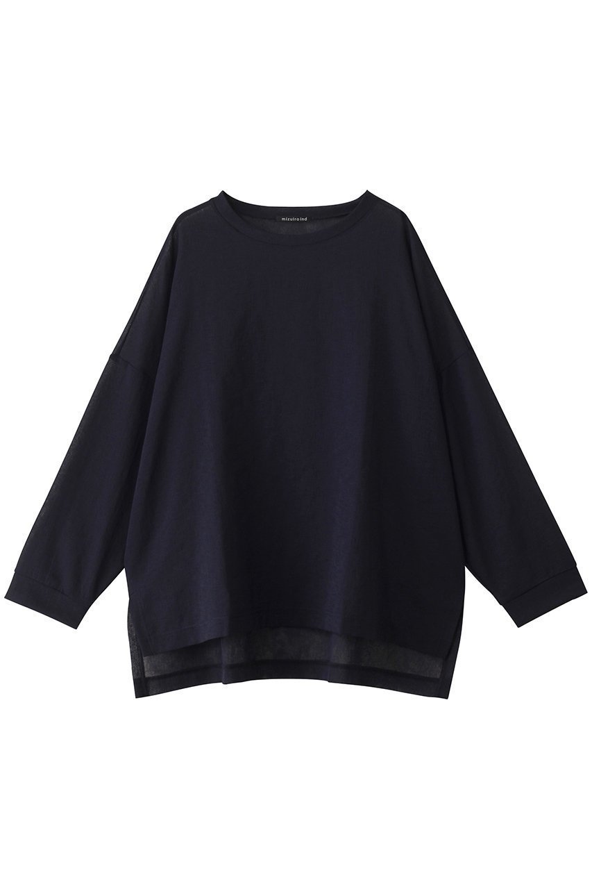 【ミズイロ インド/mizuiro ind】のwasher voile crew neck wide P/O プルオーバー インテリア・キッズ・メンズ・レディースファッション・服の通販 founy(ファニー) 　ファッション　Fashion　レディースファッション　Fashion for Women　トップス・カットソー　Cut & Sew Tops　シャツ・ブラウス・オフィスカジュアル　Elegant Blouses & Button-Ups　カジュアルプルオーバー・ニットトップス　Pullovers & Knit Tops / Casual Pullovers　シンプル　Simple, Minimal　スリーブ　Sleeve, Long Sleeve / Short Sleeve　ベーシック　Basic, Essential　ロング　Long, Long-Length　navy|ID: prp329100004452822 ipo3291000000032847435