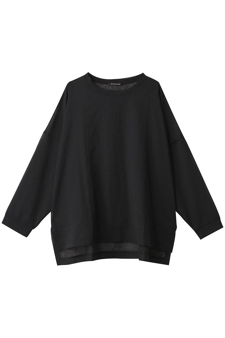 【ミズイロ インド/mizuiro ind】のwasher voile crew neck wide P/O プルオーバー インテリア・キッズ・メンズ・レディースファッション・服の通販 founy(ファニー) 　ファッション　Fashion　レディースファッション　Fashion for Women　トップス・カットソー　Cut & Sew Tops　シャツ・ブラウス・オフィスカジュアル　Elegant Blouses & Button-Ups　カジュアルプルオーバー・ニットトップス　Pullovers & Knit Tops / Casual Pullovers　シンプル　Simple, Minimal　スリーブ　Sleeve, Long Sleeve / Short Sleeve　ベーシック　Basic, Essential　ロング　Long, Long-Length　black|ID: prp329100004452822 ipo3291000000032847440