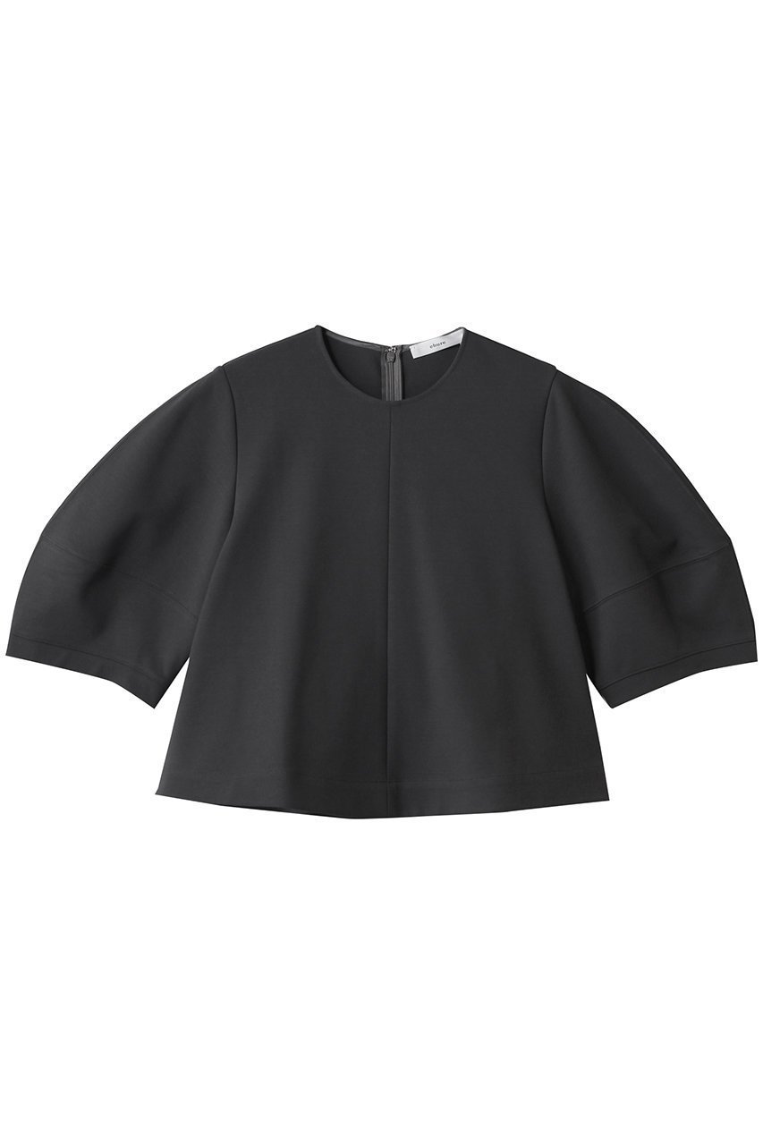 【エブール/ebure】のSZハイツイストポンチ フレアシルエットカットソー インテリア・キッズ・メンズ・レディースファッション・服の通販 founy(ファニー) 　ファッション　Fashion　レディースファッション　Fashion for Women　トップス・カットソー　Cut & Sew Tops　シャツ・ブラウス・オフィスカジュアル　Elegant Blouses & Button-Ups　ロングTシャツ・Tシャツ　Longline T-Shirts & Tees　カットソー・ベーシックTシャツ　Cut-and-Sewn Tops / Stretch Tees & Basics　おすすめ　Recommended / Our Picks　カットソー　Cut and Sewn Top　ショート　Short, Short Length　ストレッチ　Stretch, Stretchy Fabric　スリーブ　Sleeve, Long Sleeve / Short Sleeve　デニム　Denim, Jeans Material　フレア　Flare, Flared　リネン　Linen, Linen Fabric　エレガント 上品　Elegant　ダークグレー|ID: prp329100004452823 ipo3291000000032860237
