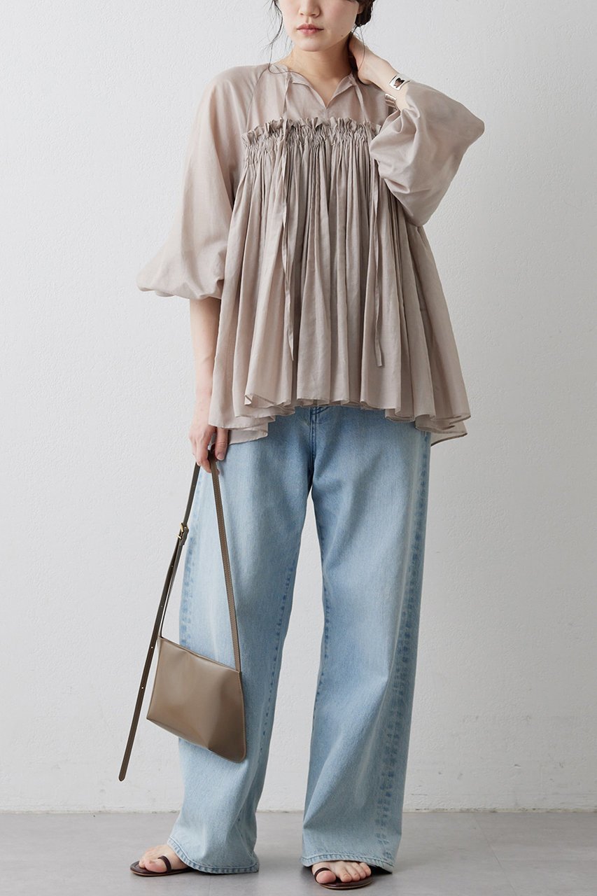 【ウィムガゼット/Whim Gazette】のシルクローンギャザーブラウス 人気、トレンドファッション・服の通販 founy(ファニー) 　ファッション　Fashion　レディースファッション　Fashion for Women　トップス・カットソー　Cut & Sew Tops　シャツ・ブラウス・オフィスカジュアル　Elegant Blouses & Button-Ups　ギャザー　Gathered, Ruffled　シルク　Silk, 100% Silk　スリーブ　Sleeve, Long Sleeve / Short Sleeve　ハンド　Hand, Handmade　ランダム　Random, Irregular　ロング　Long, Long-Length　エレガント 上品　Elegant　other-2|ID: prp329100004452826 ipo3291000000032810678