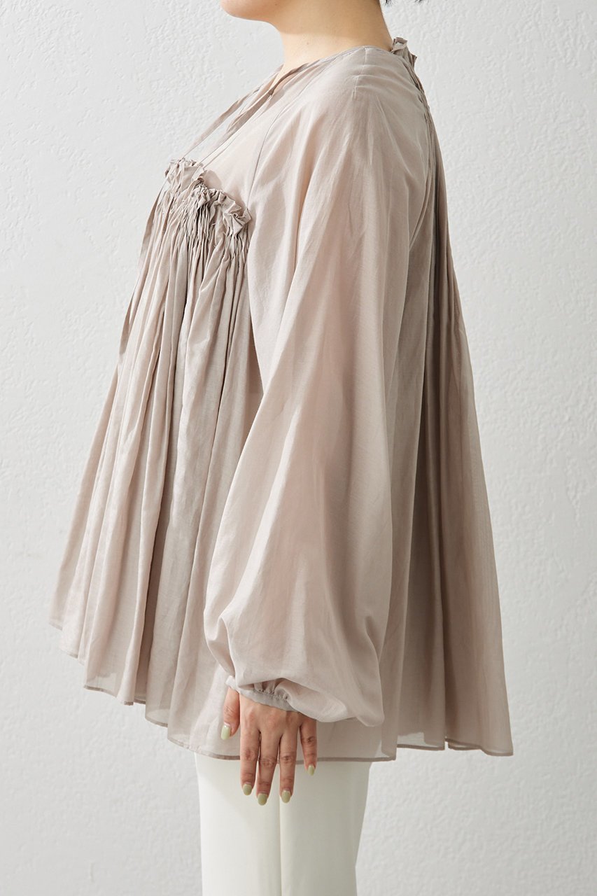 【ウィムガゼット/Whim Gazette】のシルクローンギャザーブラウス 人気、トレンドファッション・服の通販 founy(ファニー) 　ファッション　Fashion　レディースファッション　Fashion for Women　トップス・カットソー　Cut & Sew Tops　シャツ・ブラウス・オフィスカジュアル　Elegant Blouses & Button-Ups　ギャザー　Gathered, Ruffled　シルク　Silk, 100% Silk　スリーブ　Sleeve, Long Sleeve / Short Sleeve　ハンド　Hand, Handmade　ランダム　Random, Irregular　ロング　Long, Long-Length　エレガント 上品　Elegant　other-7|ID: prp329100004452826 ipo3291000000032810683