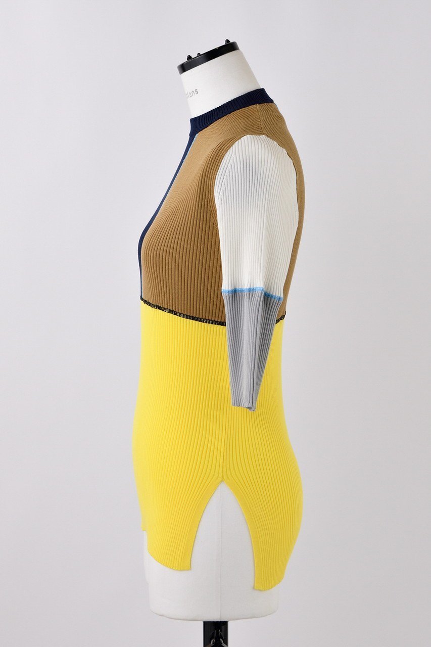 【ナゴンスタンス/nagonstans】のBicolor Rib 5分袖TOP 人気、トレンドファッション・服の通販 founy(ファニー) 　ファッション　Fashion　レディースファッション　WOMEN　トップス・カットソー　Tops/Tshirt　シャツ/ブラウス　Shirts/Blouses　ロング / Tシャツ　T-Shirts　カットソー　Cut and Sewn　ショート　Short　スリーブ　Sleeve　ハーフ　Half　フィット　Fit　定番　Standard　春　Spring　秋　Autumn/Fall　other-2|ID: prp329100004452841 ipo3291000000031252457
