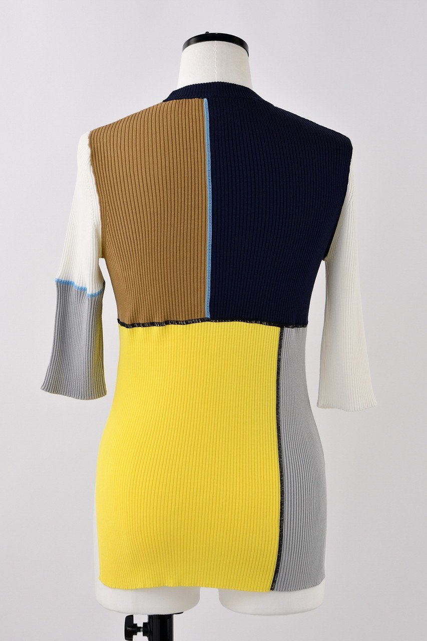 【ナゴンスタンス/nagonstans】のBicolor Rib 5分袖TOP 人気、トレンドファッション・服の通販 founy(ファニー) 　ファッション　Fashion　レディースファッション　WOMEN　トップス・カットソー　Tops/Tshirt　シャツ/ブラウス　Shirts/Blouses　ロング / Tシャツ　T-Shirts　カットソー　Cut and Sewn　ショート　Short　スリーブ　Sleeve　ハーフ　Half　フィット　Fit　定番　Standard　春　Spring　秋　Autumn/Fall　other-3|ID: prp329100004452841 ipo3291000000031252459