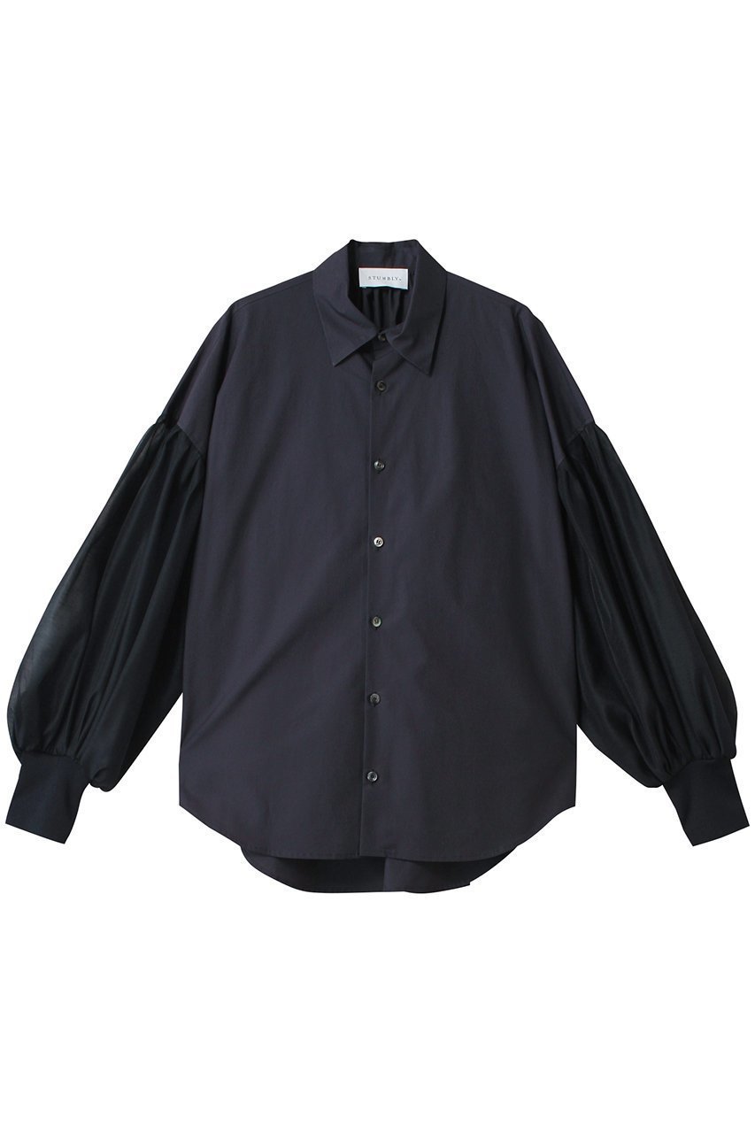 【ヒューエルミュージアム/hueLe Museum】の【STUMBLY】New Volume Sleeve Blouse インテリア・キッズ・メンズ・レディースファッション・服の通販 founy(ファニー) 　ファッション　Fashion　レディースファッション　Fashion for Women　トップス・カットソー　Cut & Sew Tops　シャツ・ブラウス・オフィスカジュアル　Elegant Blouses & Button-Ups　ボリューム袖・フリルスリーブブラウス　Voluminous & Ruffle Sleeves / Puffy Sleeve Tops　ギャザー　Gathered, Ruffled　シアー　Sheer, See-Through　ショルダー　Shoulder, Shoulder Strap　スリーブ　Sleeve, Long Sleeve / Short Sleeve　ドロップ　Drop Shoulder, Dropped Style　バルーン　Balloon, Balloon Silhouette　パーティ　Party, Party Style　ロング　Long, Long-Length　ネイビー|ID: prp329100004452856 ipo3291000000032862049